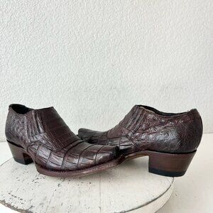 Rod Patrick Womens Brown Loafers 5.5C Caiman Leather Western Boots Slip On Shoes